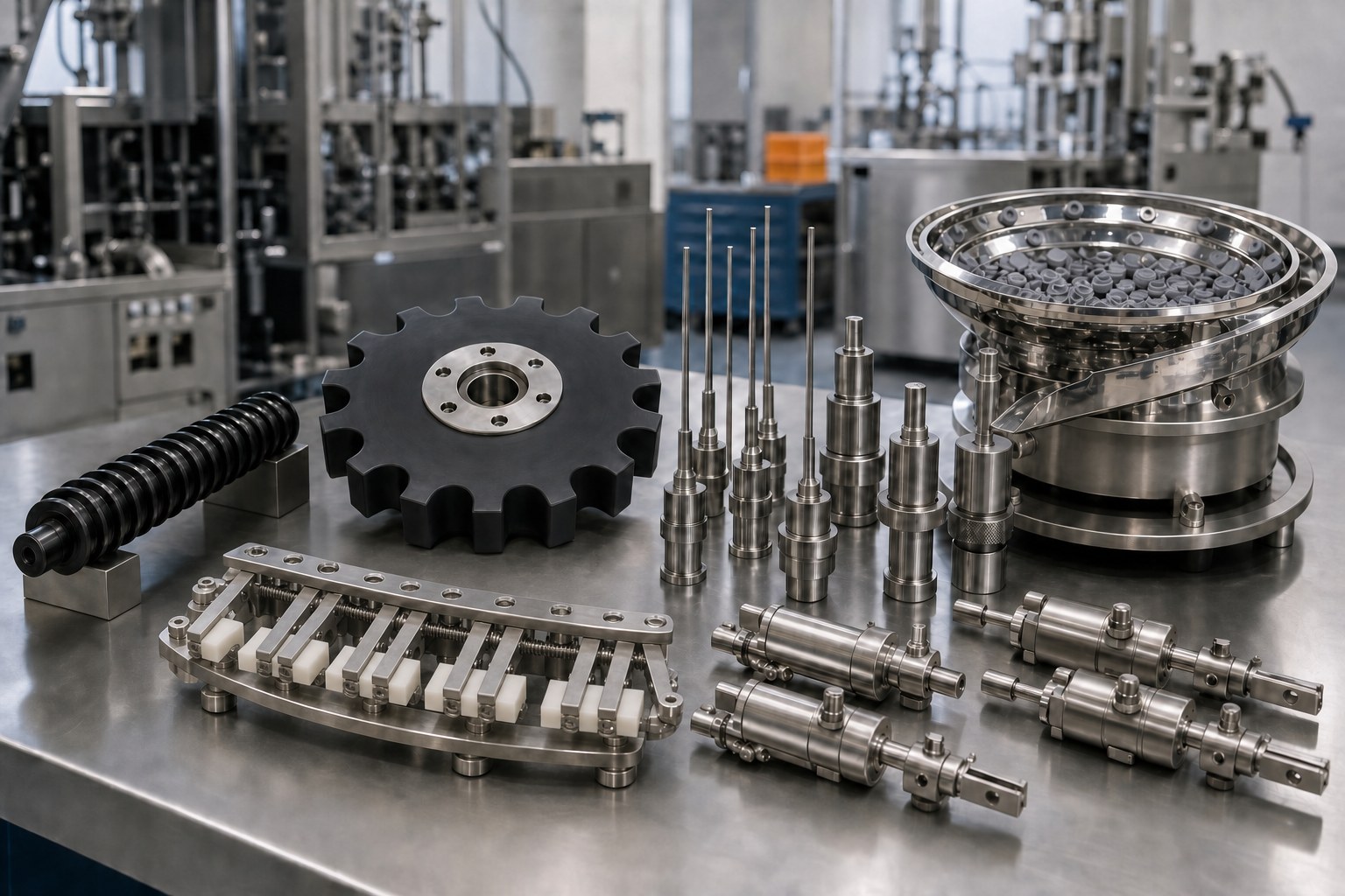 Pharmaceutical machine change parts guide