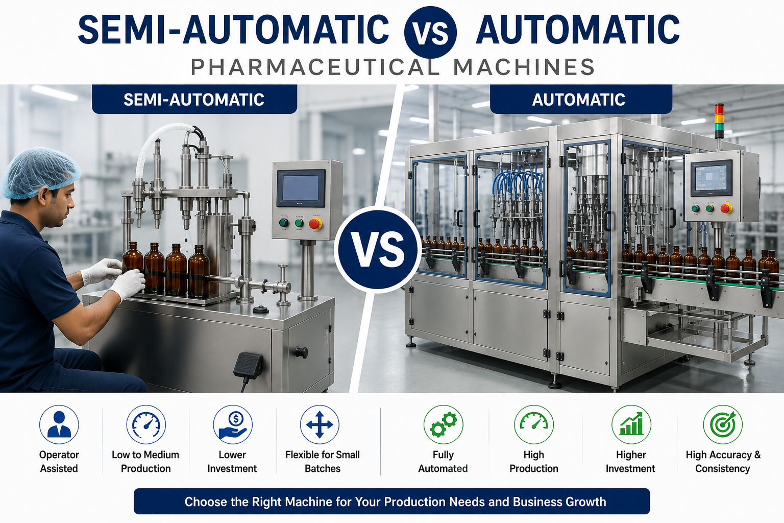 Semi-automatic versus automatic pharmaceutical machines